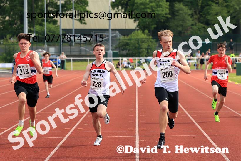 Boys Under-15s 200 metres, 2024 North Eastern Track and Field Champs., Middlesbrough.  Photo: David T. Hewitson/Sports for All Pics
